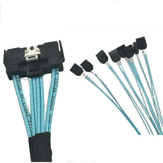 MCIO x8 74 Pin to 8 x SATA 7 Pin Cable