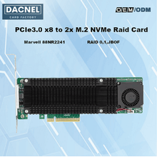 Load image into Gallery viewer, PCIe3.0 x8 to 2-Port M.2 NVMe Raid Adapter Marvell 88NR2241 Controller- 2241-2IR