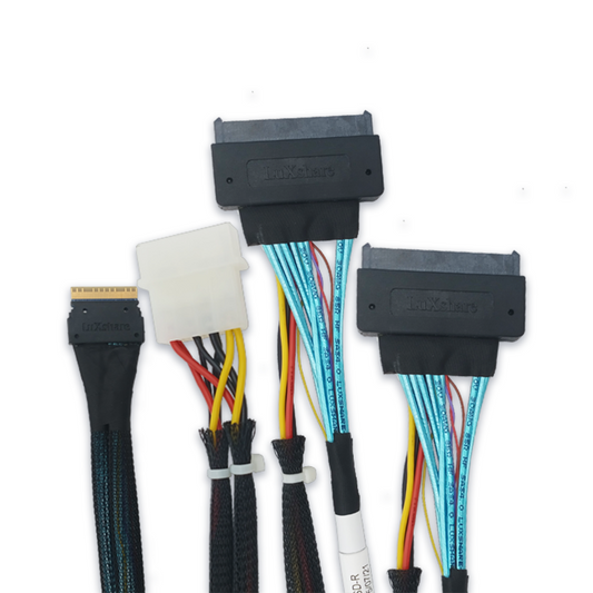 PCIe 4.0 SlimSAS 8i (SFF-8654) to 2-Port U.2 SFF-8639 Cable 70CM 100CM