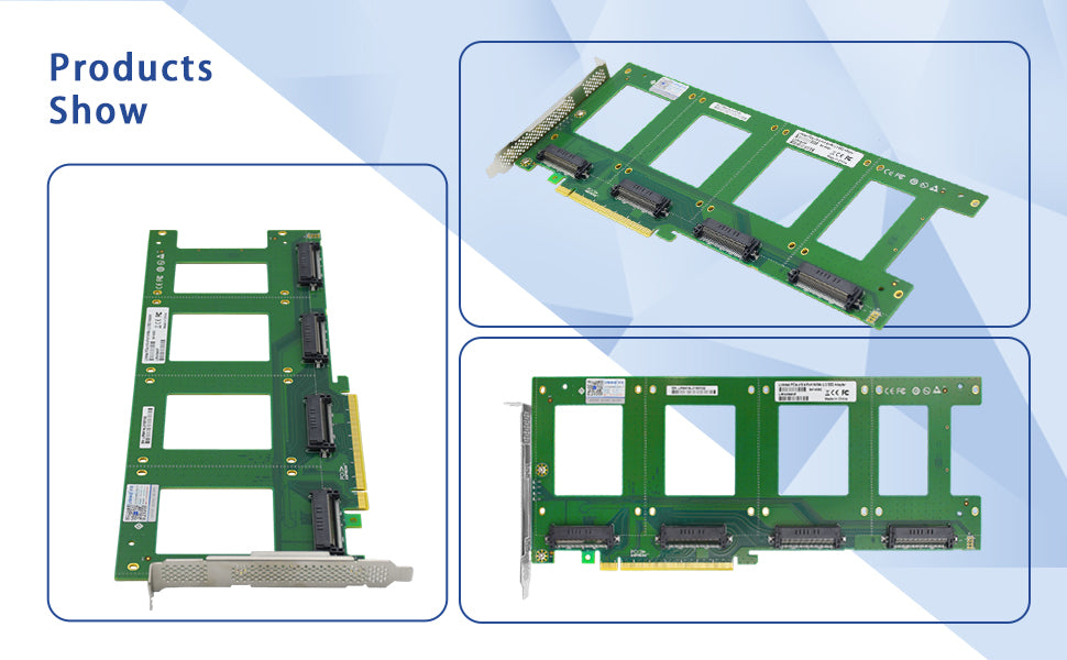 PCIe 3.0 x16 to 4-Port U.2 SFF-8639 Adapter - XIC PE3169