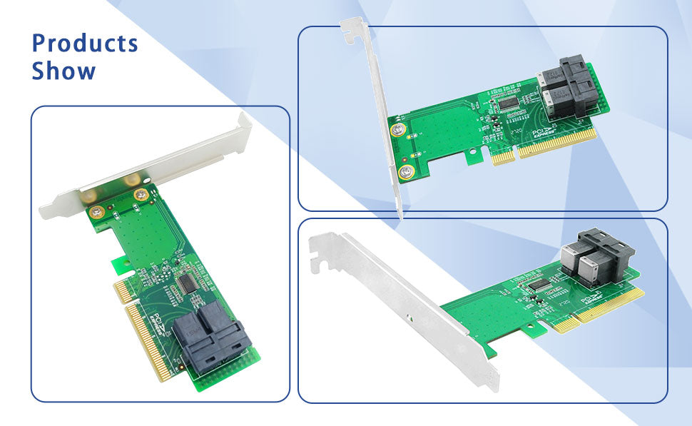 2 Port PCIe 3.0 x8 to U.2 NVMe SFF-8643 Adapter Card - XIC PE383