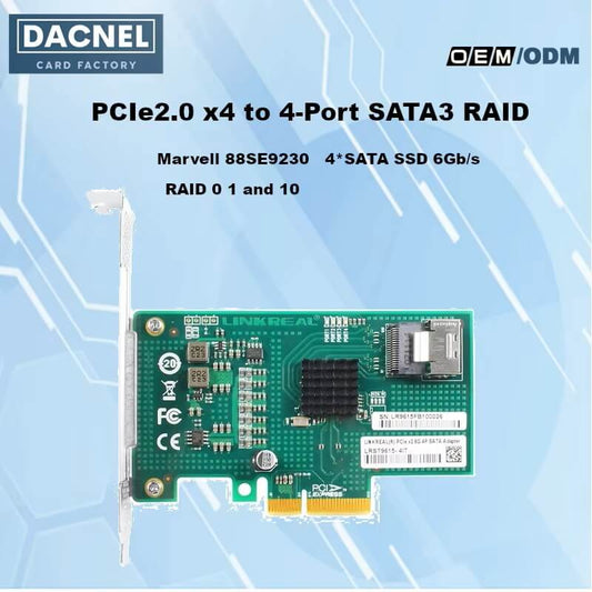 4 Port 6Gb/s PCIe x4 to SATA 3 RAID Card-HBA 9230-4I X4