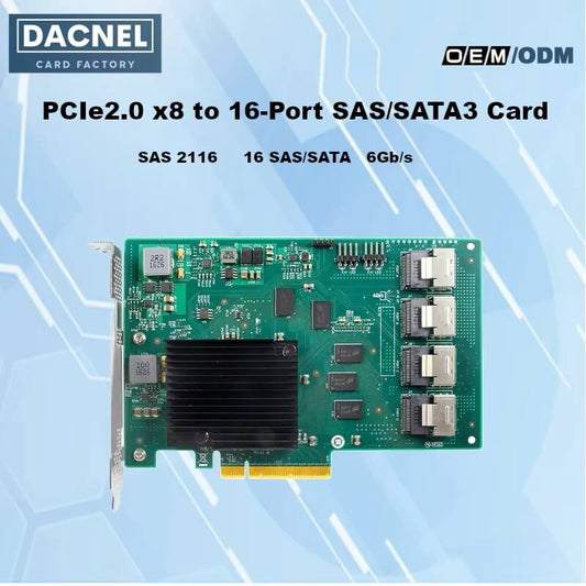 PCIe 2.0 x8 to 16-Port SAS/SATA3 Card SAS2116 6Gb/s UEFI- HBA SAS2116-16I