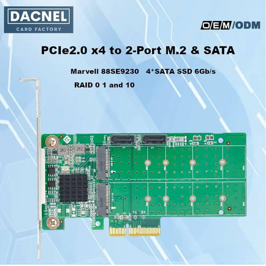 Dual 6Gb/s PCIe x4 to M.2 SATA3 RAID Controller Card-HBA 9230-2M2S