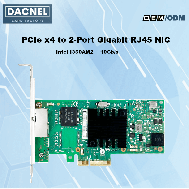 PCIe x4 to 2-Ports Gigabit RJ45 NIC Intel I350AM2 1Gb/s
