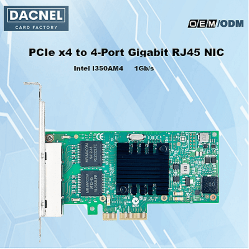 PCIe X4 4-Port Gigabit Network Interface Card (NIC) RJ45 1Gb/s Intel I350AM4