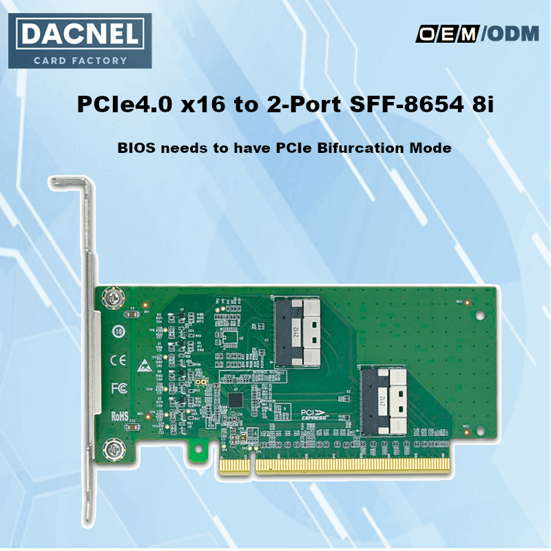 PCI Express 4.0 x16 to Two SlimSAS SFF-8654 8i Adapter