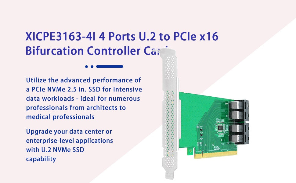 4-Port PCIe 3.0 x16 auf U.2 NVMe SFF-8643 Adapterkarte