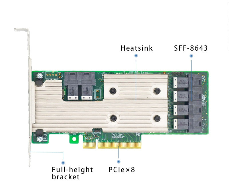 24-Port SAS SATA HBA Controller Card PCIe3.0 X8 Interface with 6*SFF-8643 SAS3224-HBA SAS3224-24I