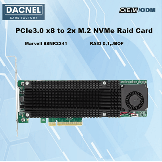 PCIe3.0 x8 to 2-Port M.2 NVMe Raid Adapter Marvell 88NR2241 Controller- 2241-2IR