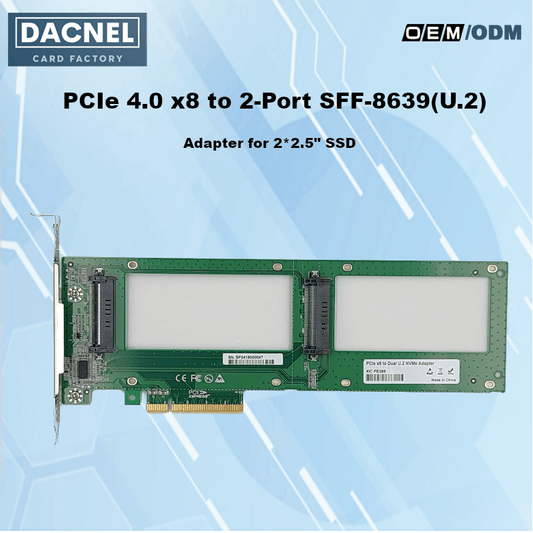 PCIe4.0 to Dual SFF-8639 U.2 NVMe SSD Adapter - XIC PE389