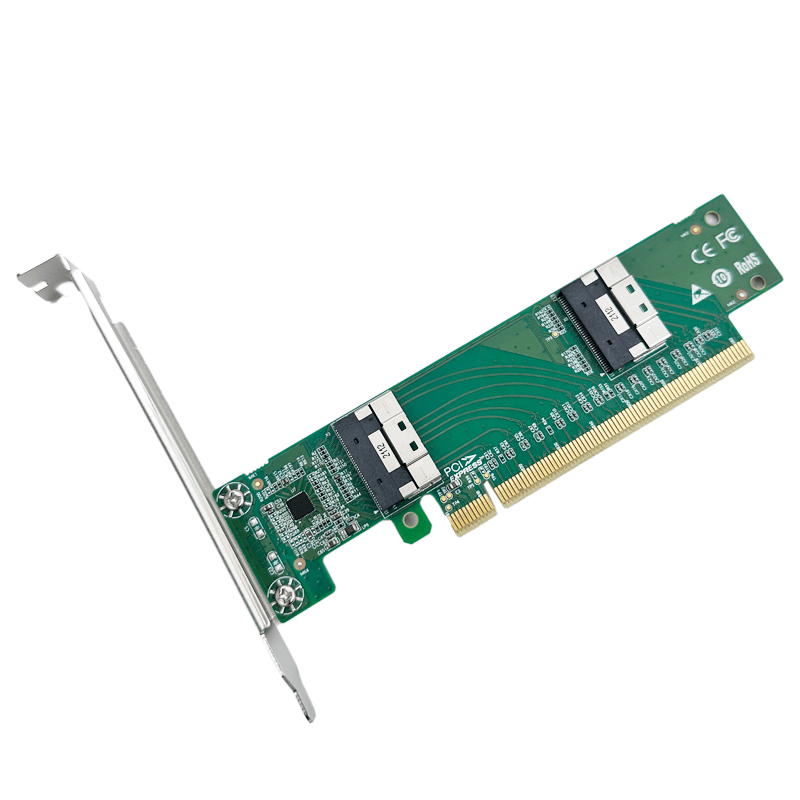 PCI Express 4.0 x16 to Two SlimSAS SFF-8654 8i Slim Adapter-XIC PE4165-4IL