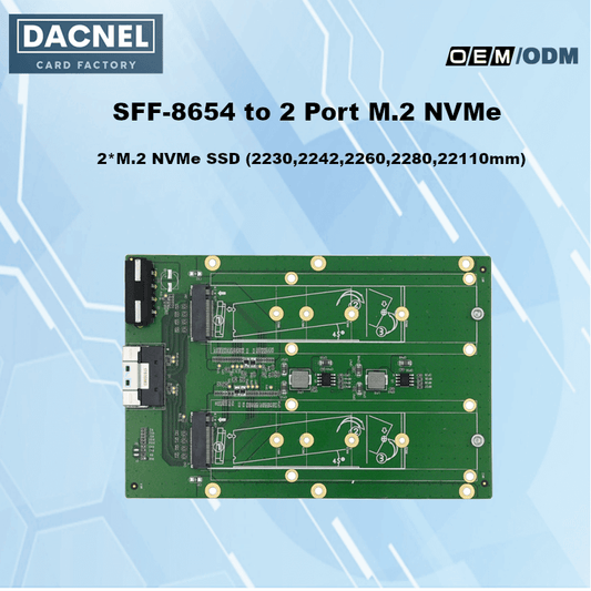 SFF-8654 to 2 Port M.2 NVMe Adapter Card - XIC 5482