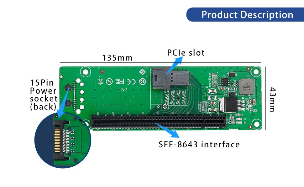 1 Port SFF-8643 to PCIe3.0 x16 Slot Adapter-XIC 334PE