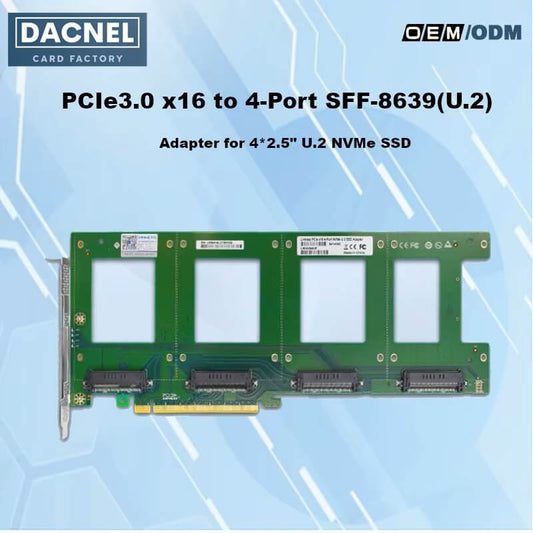 PCIe 3.0 x16 to 4-Port U.2 SFF-8639 Adapter - XIC PE3169