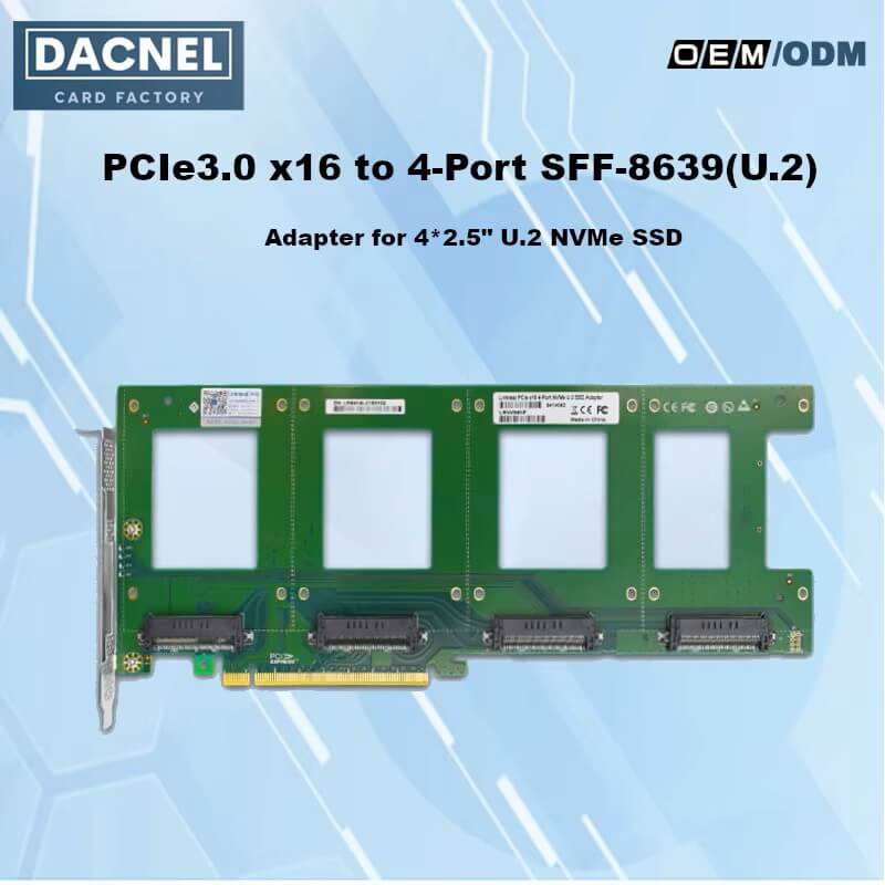 PCIe 3.0 x16 to 4-Port U.2 SFF-8639 Adapter - XIC PE3169