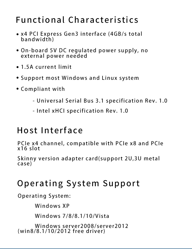 PCIe 3.0 x4 auf 4-Port USB3.1 Typ-A ASMedia 3142 10 Gb/s