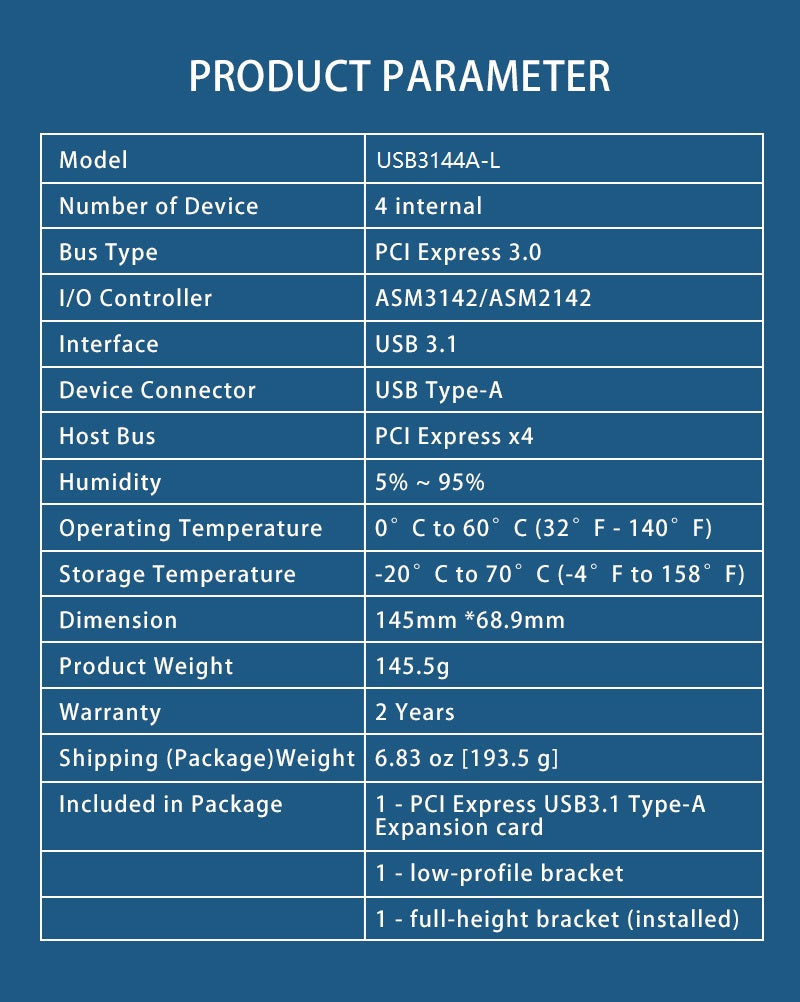 PCIe 3.0 x4 auf 4-Port USB3.1 Typ-A ASMedia 3142 10 Gb/s