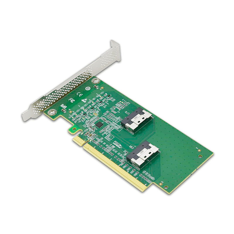 PCI Express 4.0 x16 to Two SlimSAS SFF-8654 8i Adapter-XIC PE4165-4I