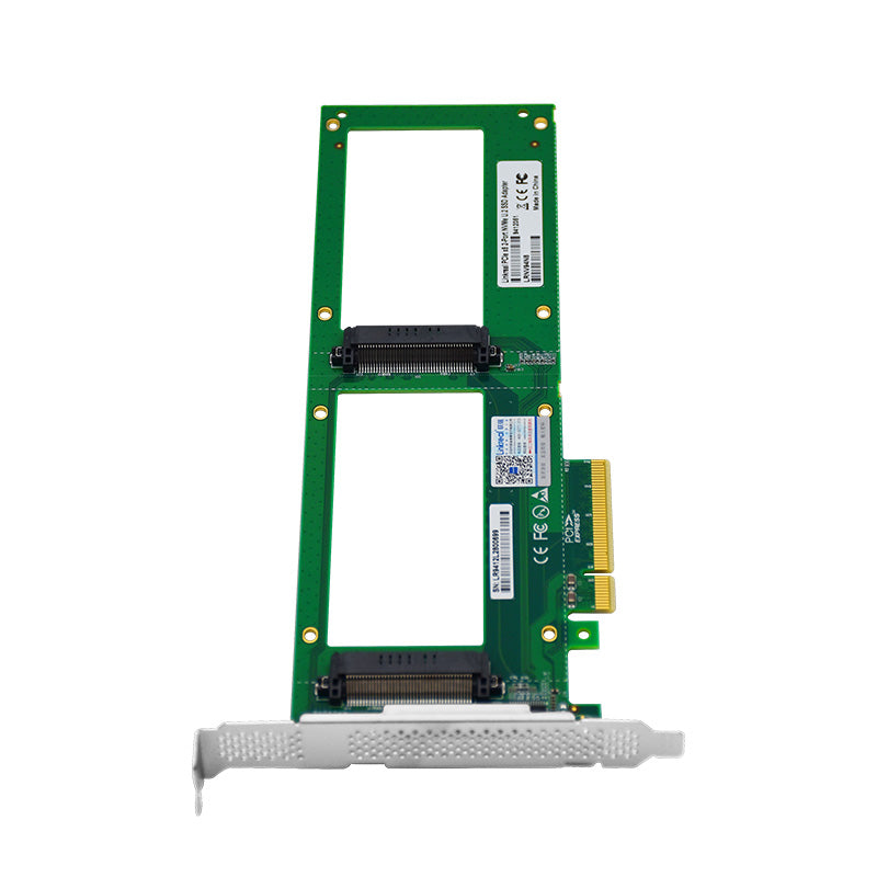 PCIe4.0 to Dual SFF-8639 U.2 NVMe SSD Adapter - XIC PE389