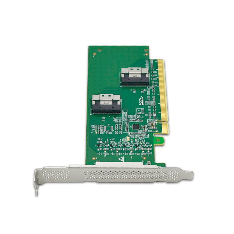PCI Express 4.0 x16 to Two SlimSAS SFF-8654 8i Adapter-XIC PE4165-4I