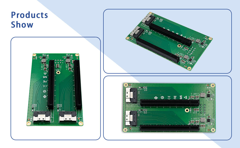 2-Port SFF-8654 auf 2 PCIe4.0 x16-Steckplatzadapter