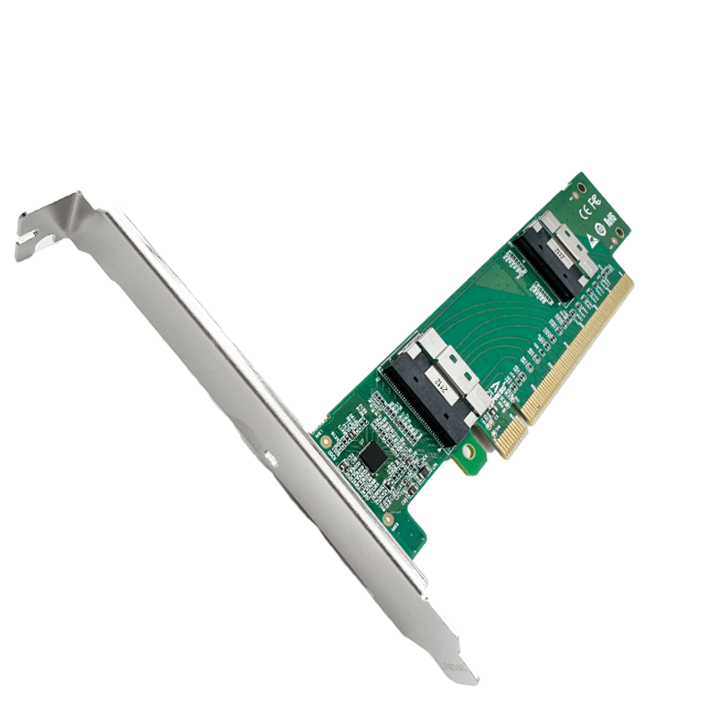 PCI Express 4.0 x16 to Two SlimSAS SFF-8654 8i Slim Adapter-XIC PE4165-4IL