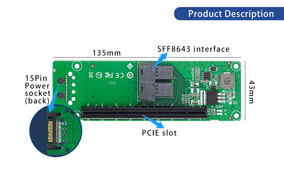 SFF-8643 8I auf PCIe3.0 x16 Steckplatzadapter