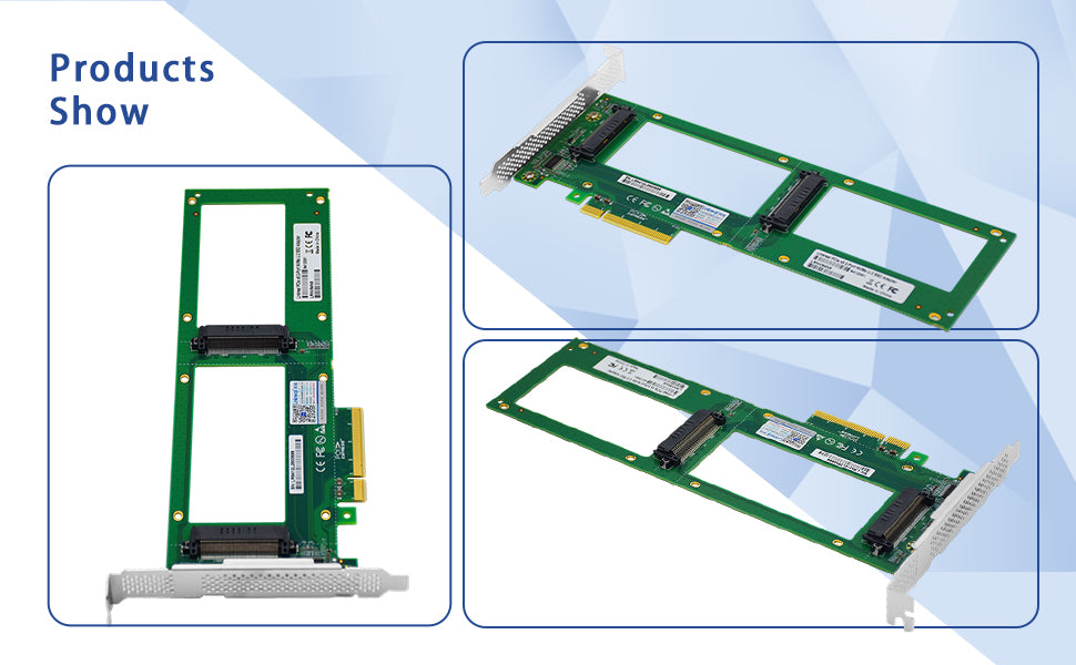PCIe4.0 to Dual SFF-8639 U.2 NVMe SSD Adapter - XIC PE389