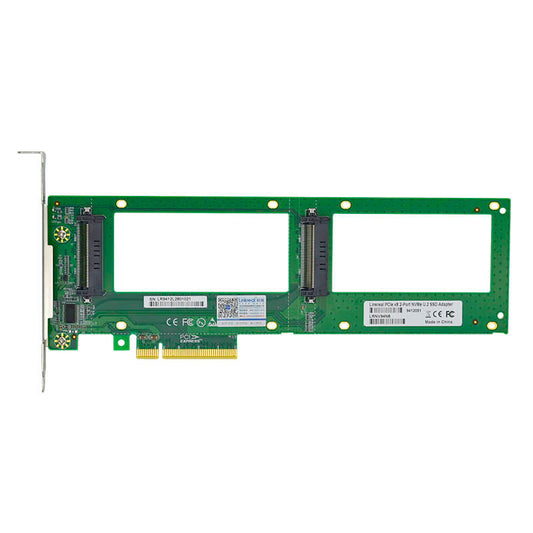 PCIe4.0 to Dual SFF-8639 U.2 NVMe SSD Adapter - XIC PE389