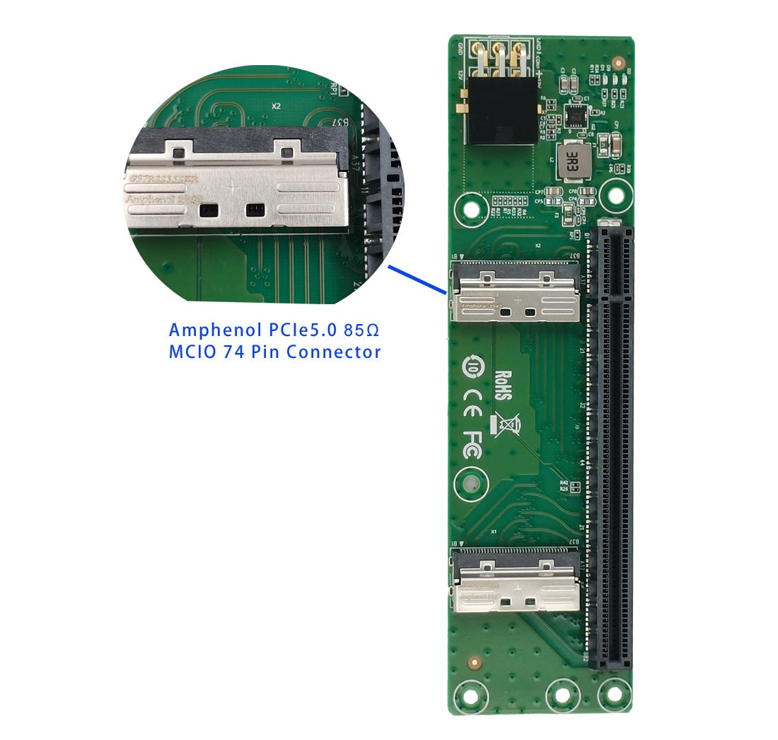 2-Port-MCIO-auf-PCIe-5.0-x16-Steckplatzadapter