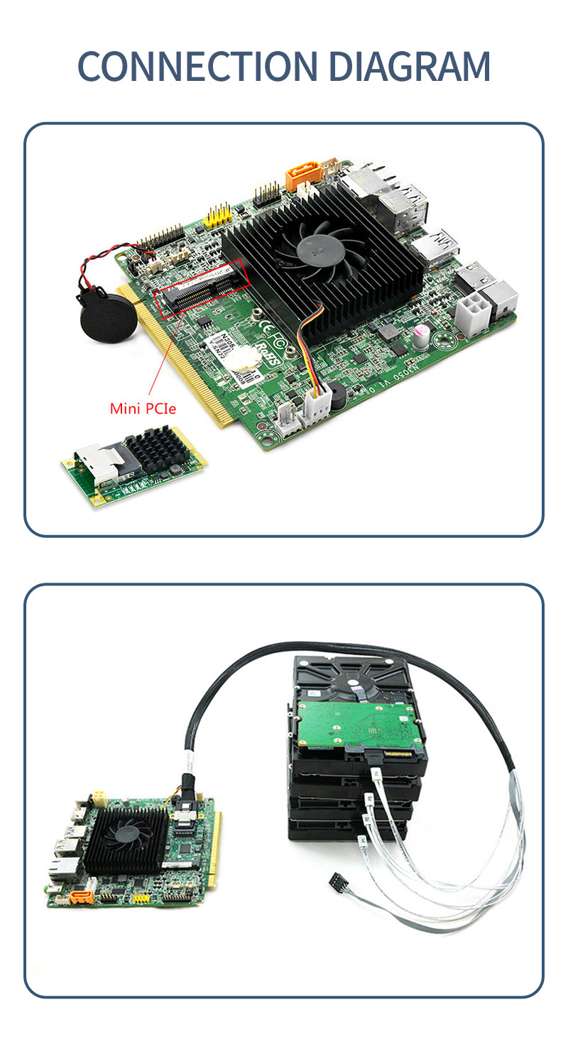 4 Port 6Gb/s Mini PCIe to SATA 3 Expansion Card-HBA M9215-4I
