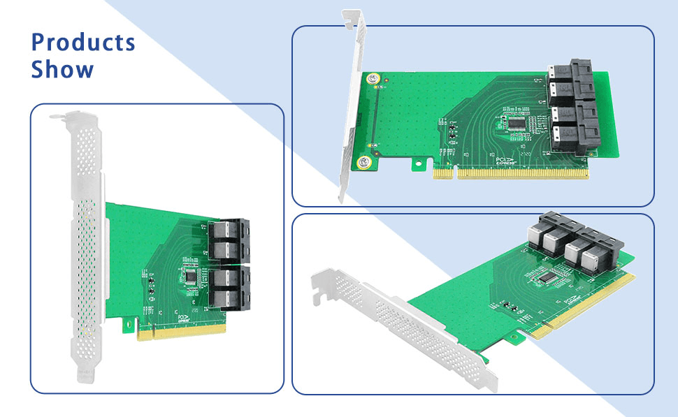 4-Port PCIe 3.0 x16 auf U.2 NVMe SFF-8643 Adapterkarte