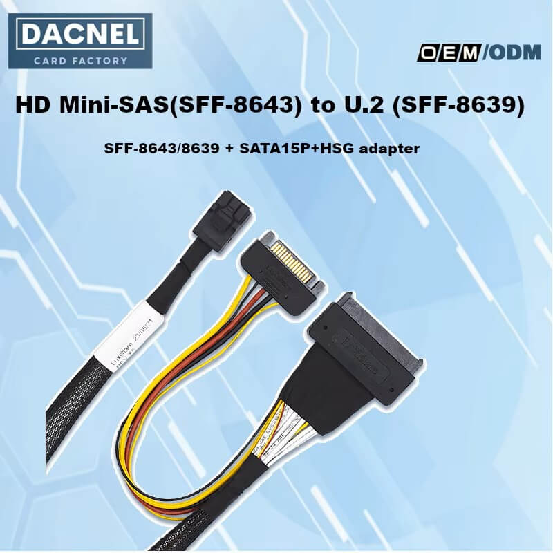 HD Mini-SAS (SFF-8643) auf U.2 (SFF-8639) Kabel 80 cm