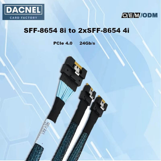 SlimSAS SFF-8654 8i to 2 xSFF-8654 4i Cable PCIe 4.0 80CM