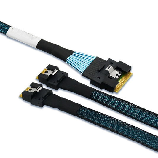 SlimSAS SFF-8654 8i to 2 xSFF-8654 4i Cable PCIe 4.0 80CM