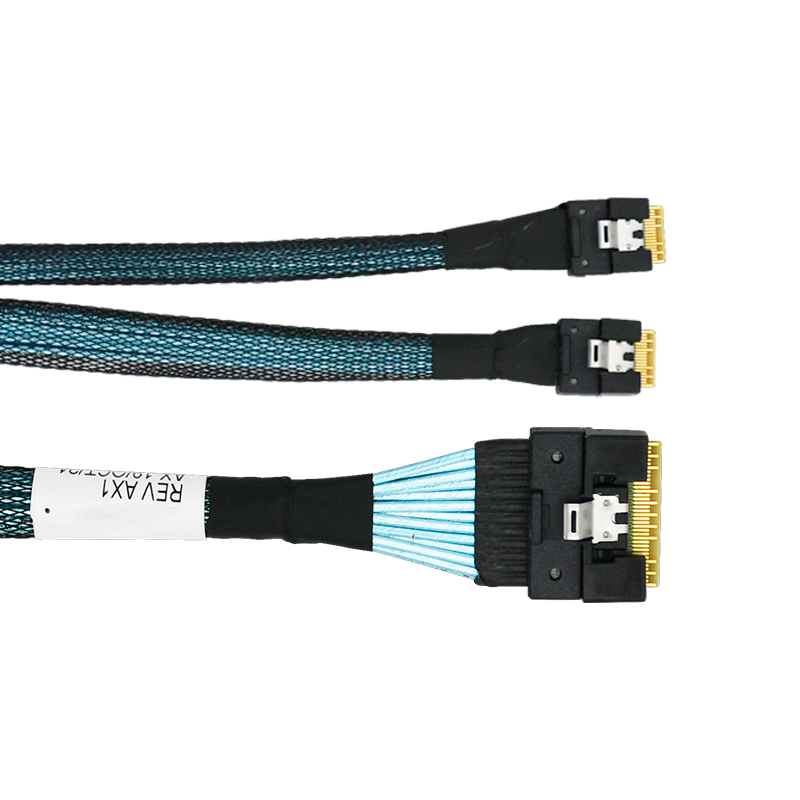 SlimSAS SFF-8654 8i auf 2 xSFF-8654 4i Kabel PCIe 4.0 80CM