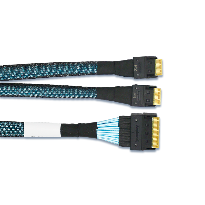 SlimSAS SFF-8654 8i auf 2 xSFF-8654 4i Kabel PCIe 4.0 80CM
