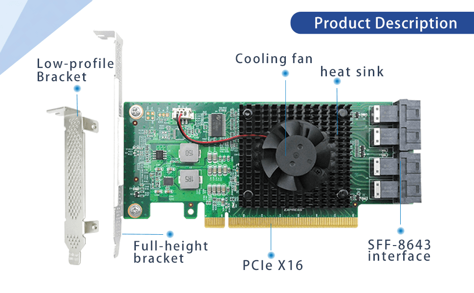 4 Port PCIe 3.0 x16 to NVMe Switch Adapter-STC 3163-4I