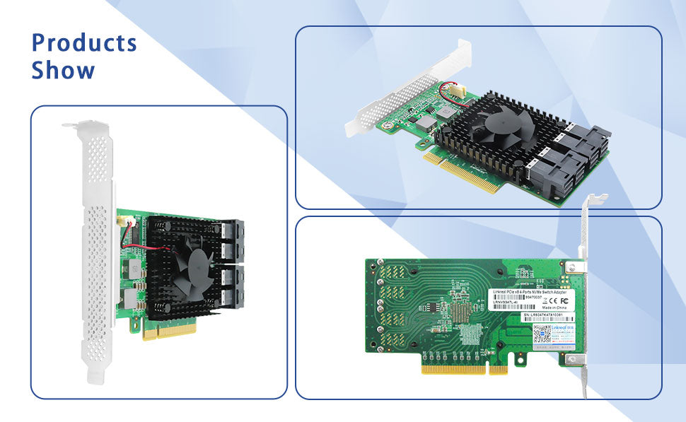 4-Port PCIe 3.0 x8 auf NVMe Switch Adapter