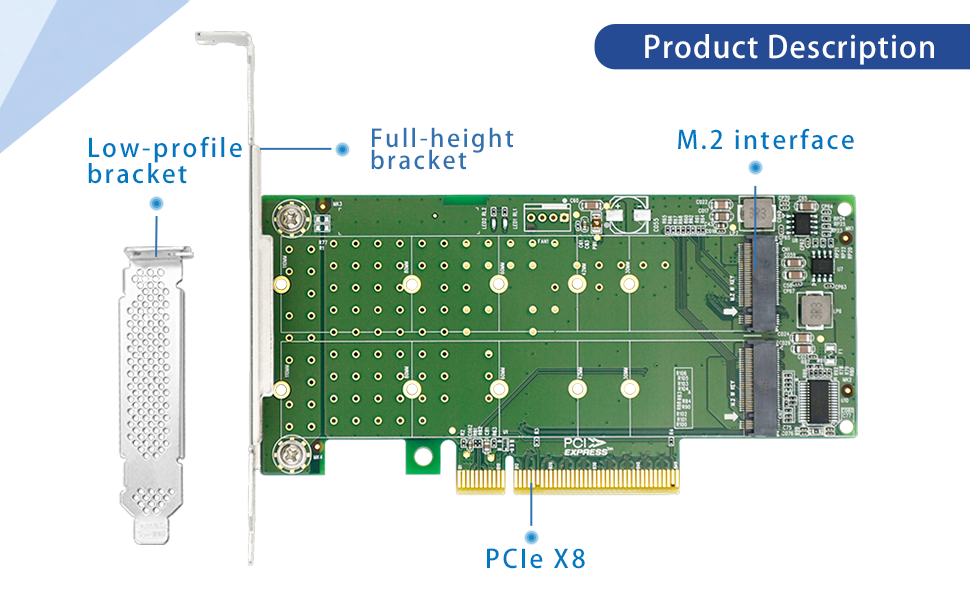 Dual M.2 NVMe PCIe 4.0 x8 Adapter Card- XIC PE382-2I
