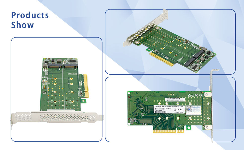 Dual M.2 NVMe PCIe 4.0 x8 Adapter Card- XIC PE382-2I