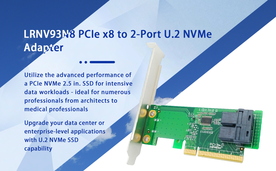 2 Port PCIe 3.0 x8 to U.2 NVMe SFF-8643 Adapter Card - XIC PE383