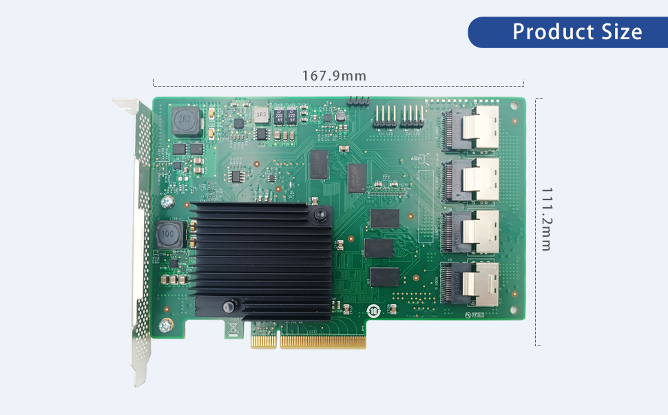 PCIe 2.0 x8 to 16-Port SAS/SATA3 Card SAS2116 6Gb/s UEFI- HBA SAS2116-16I