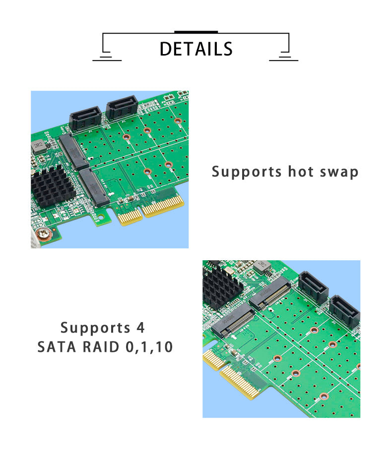 Dual 6Gb/s PCIe x4 to M.2 SATA3 RAID Controller Card-HBA 9230-2M2S