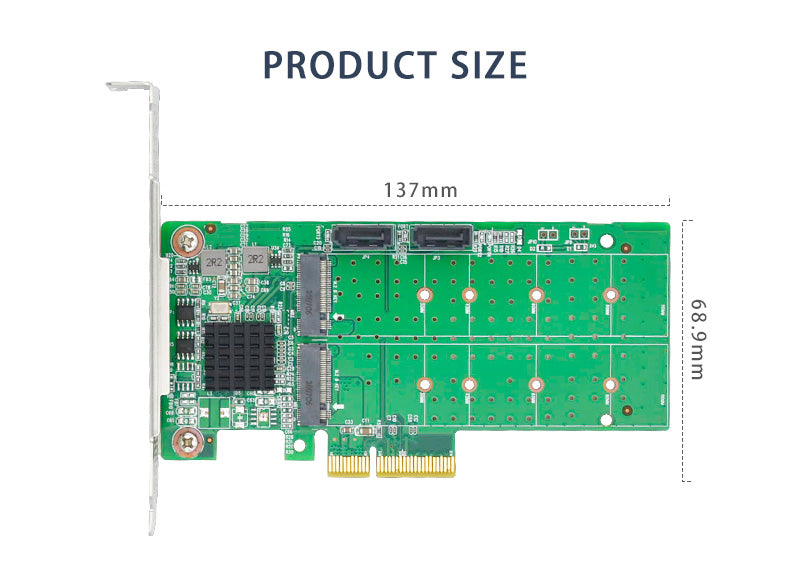 Dual 6Gb/s PCIe x4 to M.2 SATA3 RAID Controller Card-HBA 9230-2M2S