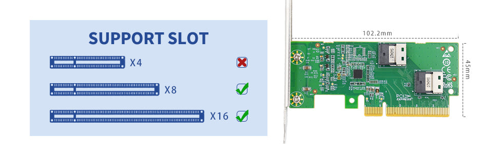 PCIe 4.0 x8 to 2x SlimSAS SFF-8654 4i Expansion Adapter-XIC PE485-2I