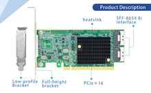 Load image into Gallery viewer, PCI Express 4.0 x16 to Two SlimSAS SFF-8654 8i Retimer Adapter
