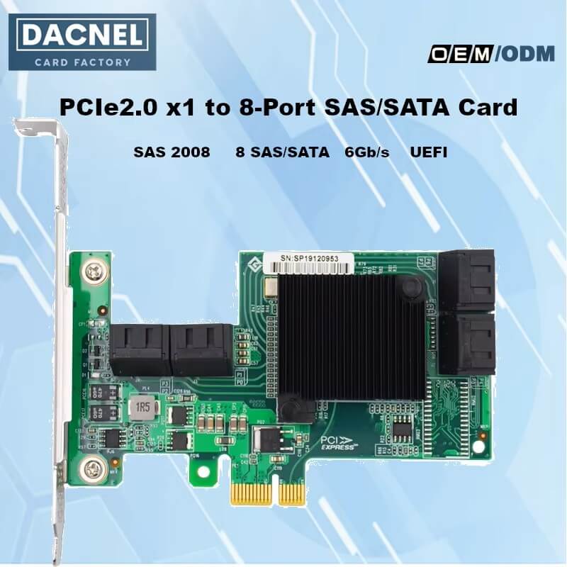 PCIe x1 to 8 Port SATA 6Gb/s SAS/SATA Expansion Card-HBA 2008-8S X1