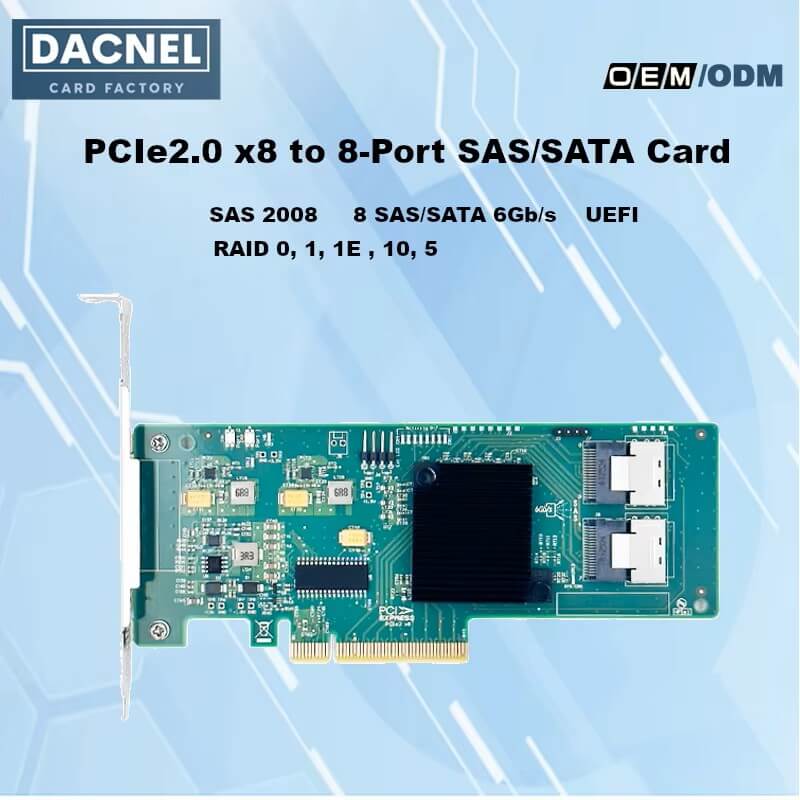 PCIe x8 to 8 Port SAS/SATA 6Gb/s Expansion Card- HBA SAS2008-8I,Compatible for LSI 9211-8I